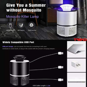 EXORT Electric Mosquito Trap Blue Light Mosquito Killer Lamp with USB Power Suction Fan No Zapper Child Safe